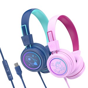 MEE audio KidJamz KJ55U (2 Pack) Safe Listening USB-C Headphones for Kids with LED Lights - 1 of 4