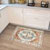 Vintage Style Area Rug, Thin Washable Entryway Rug, Distressed Multi Thin Carpet, Foldable Accent, Low Pile Lightweight Print, for Living Room - 2 of 4