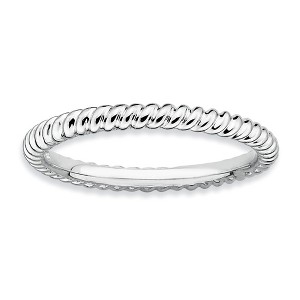 Black Bow Jewelry 2.25mm Rhodium Plated Sterling Silver Stackable Twisted Band - 1 of 4