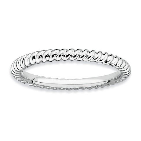 Black Bow Jewelry 2.25mm Rhodium Plated Sterling Silver Stackable Twisted Band - image 1 of 4