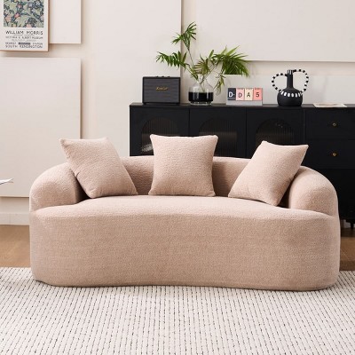 Compact Loveseat Sofa with Chenille Upholstery, No-Assembly Medium Firm Cushion for Small Spaces or Apartments-Maison Boucle