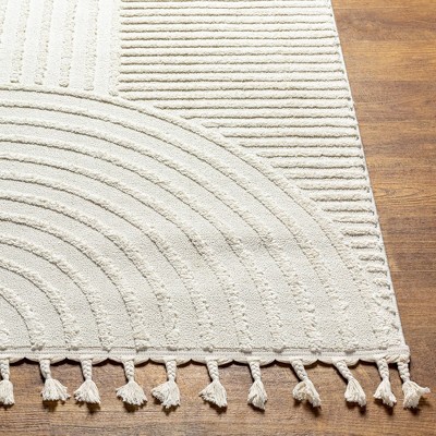 Kyra 6'7" x 6'7" Square Cream Geometric Synthetic Area Rug