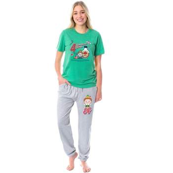 Elf The Movie Womens' Buddy Chibi Four Main Food Groups Sleep Pajama Set Multicolored