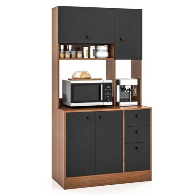 Costway Freestanding White Kitchen Pantry Storage Cabinet Buffet w/Hutch  Sliding Door & Drawer JV10122WH+ - The Home Depot