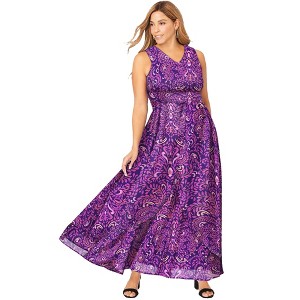 Jessica London Women's Plus Size Georgette Flyaway Maxi Dress - 1 of 4