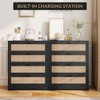 COZONY 4 Drawer Dresser for Bedroom, Rattan Tall Chest with Power Outlets, Modern Wood Drawer Organizer with Metal Handles for Living Room, Closet - 2 of 4