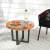 Costway 24" Round Teak Wood End Table with Epoxy Resin Tabletop Mahogany Base for Patio - 4 of 4
