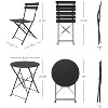 DOMETOUR 3 Piece Premium Steel Patio Bistro Set, Outdoor Furniture Sets Folding Table and Chairs, Portable Patio Set - 2 of 4