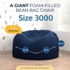 Ultimate Sack 3ft Bean Bag Chair, Oversized Comfortable Indoor Floor Lounger, Giant Foam-Filled Furniture for Relaxing, Navy Suede - 3 of 4