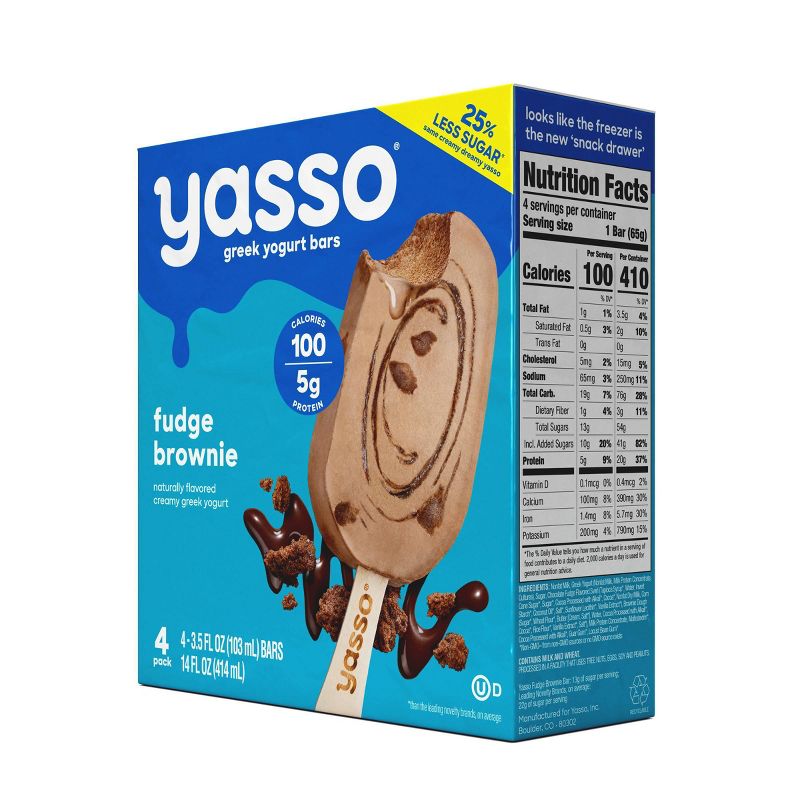 Yasso Frozen Greek Yogurt - Fudge Brownie Bars - 4ct, 4 of 7