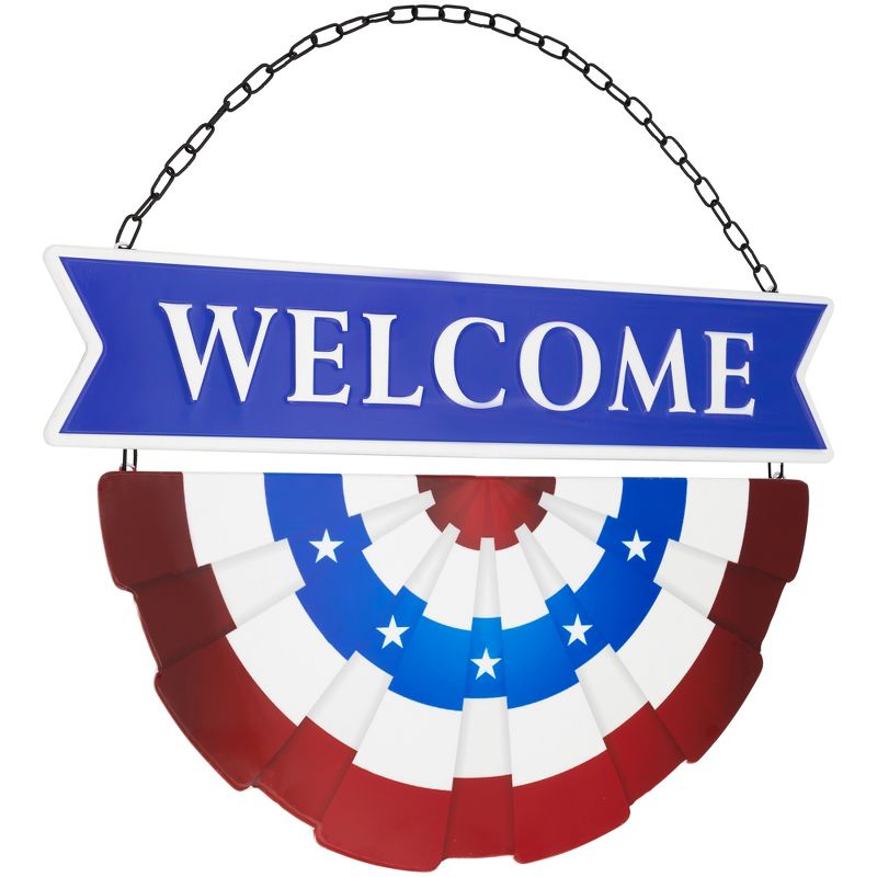 Northlight Americana "Welcome" Metal Wall Sign with Bunting - 19.5", 3 of 7