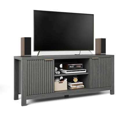 COUCHETA Fluted TV Stand for 65" TVs - Modern Entertainment Center with 2 Cabinets & Open Shelves, Console Table