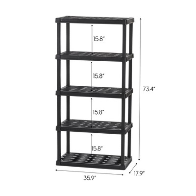 Black 5-Tier Heavy Duty Plastic Shelving Unit