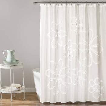 Single Ruffle Flower Shower Curtain - Lush Décor