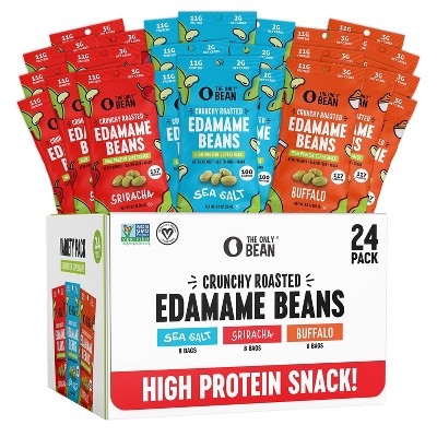 The Only Bean Crunchy Roasted Edamame, Variety Pack , 0.9oz (Pack of 24)