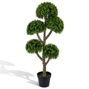Costway 1/2 PCS 46-Inch Artificial Boxwood Topiary Tree with 5 Ball-Shaped  Topiaries for Porch : Target