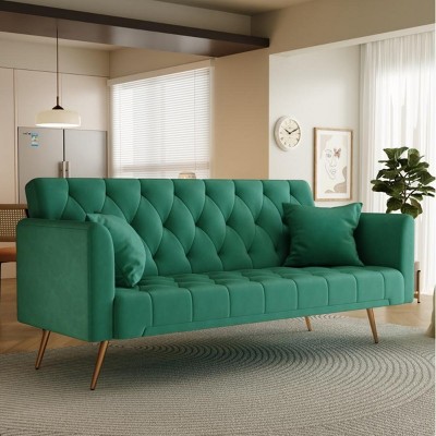 71" Velvet Convertible Sofa Bed,Retro Modern Tufted Loveseat with Adjustable Backrest for Small Living Room,Bedroom-Baofuwish