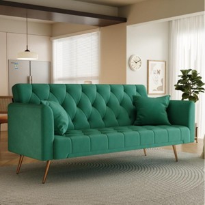 71" Velvet Convertible Sofa Bed,Retro Modern Tufted Loveseat with Adjustable Backrest for Small Living Room,Bedroom-Baofuwish - 1 of 4