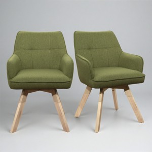 Art Leon Wood and Fabric Accent Dining Chair, Set of 2 - 1 of 4