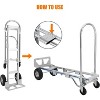 2-in-1 Folding Aluminum Hand Truck Dolly – Heavy Duty Convertible Hand Cart, 770 Lbs Capacity, Lightweight & Foldable with 4 Wheels & Elastic Rope - 3 of 4