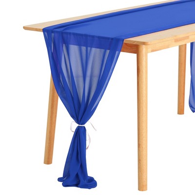 Unique Bargains Wedding Party Chiffon Sheer Table Runner 10ft 28 x 120 Inches 6 Pcs