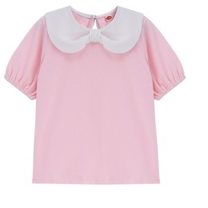 Girls Puff Short Sleeve Summer Top Kids Fashion Shirts Blouse Doll Collar with Cute Bow - 1 of 4