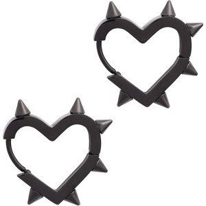 Huggie Hoop Spike Heart Earrings, Gothic Punk Grunge Emo Y2k Earrings, Goth Jewelry, Christmas Jewelry Gift for Women - 1 of 4