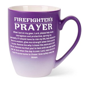 Elanze Designs First Responder Appreciation Coffee Cup Mug 12 Ounce Ceramic With Ombre Gradient Firefighter's Prayer Purple and White - 1 of 4