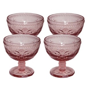 Slickblue Vintage Pressed Colorful Glass Desert Bowls - Set of 4 - 12 oz. in 2 Different Colors - 1 of 3