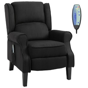 Vintage Upholstered Wingback Heated Vibrating Massage Recliner Chair with Remote Controller and Push-back Recline - 1 of 4