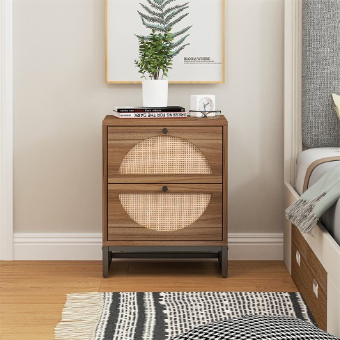 Rattan bedside outlet table target