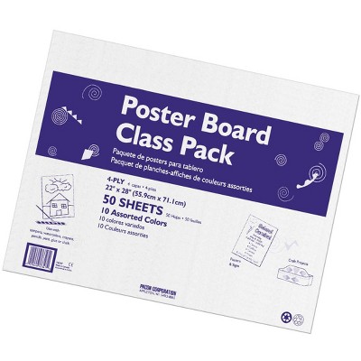 Pacon Poster Board Classroom pk, 22 x 28 Inches, 4-Ply Thickness, Assorted Color, pk of 50