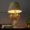 Vintage-Style Table Lamp with Distressed Green Shade and Floral Base, Rustic Home Decor Accent Piece, 1pc - 4 of 4