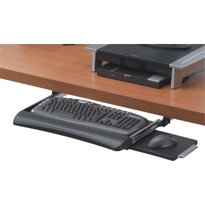 Black Adjustable Under-Desk Keyboard Drawer with Mouse Tray