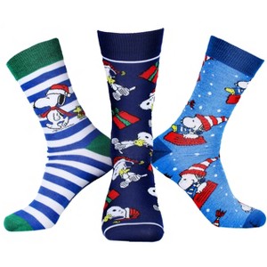 Peanuts Snoopy Holiday Themed 3 Pack Adult Crew Socks Multicoloured - 1 of 4