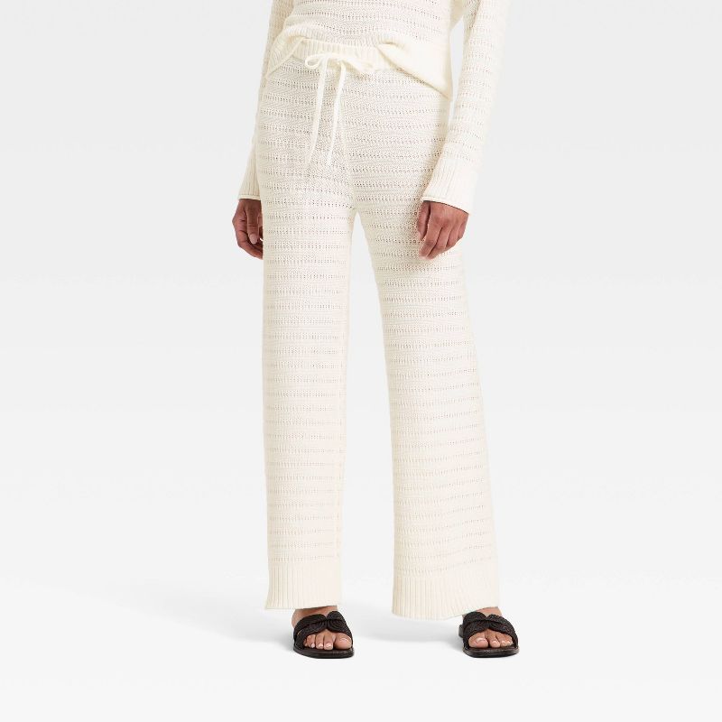 Women's High-Rise Full Sweater Pull-On Pants - Universal Thread™ Cream XL