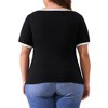 Agnes Orinda Women's Plus Size Color Block Square Neck Short Sleeve Slim Fit Knit Casual T-Shirt - 4 of 4