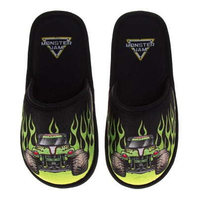 Monster Jam Slippers for Kids Gravedigger Monster Truck House Shoes Indoor Cozy Plush Slippers Size Little Kid/ Big Kid
