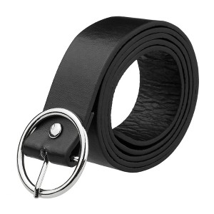 Elerevyo Women's PU Leather Belts Black Waist Belt with Pin Buckle for Jeans - 1 of 4