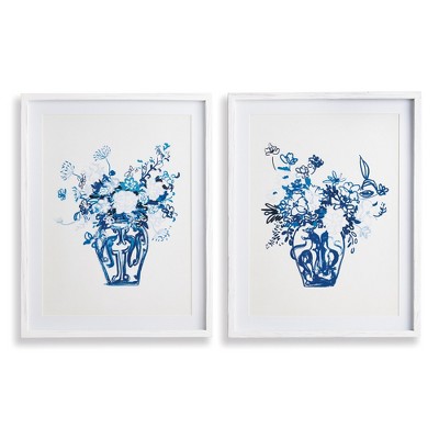 Plum & Post Matched Pair Floral Prints, Set Of 2