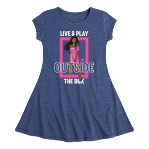 Girls' - Barbie - Live & Play Outside the Box Fit & Flair Cap Sleeve Dress - 1 of 2