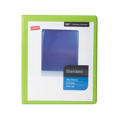 Staples Standard 1/2" 3-Ring View Binder Chartreuse (26428-CC) 55429/26428