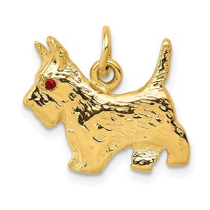 Black Bow Jewelry 14k Yellow Gold and Ruby 3D Scottie Charm or Pendant - 1 of 4