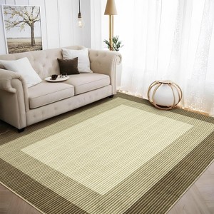 Washable Runner Rug Modern Neutral Low Pile Non Shedding Soft Bordered Carpet for Kitchen Bathroom - 1 of 4