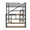 NicBex Twin Size Bunk Bed with Desk Metal Frame Bed Frame with Storage Racks, Stairs, Guardrails, No Box Spring Required, Black - 4 of 4