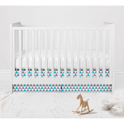 Bacati - Woodlands Gray/Aqua Triangles Boys Cotton Crib/Toddler Boys Cotton Crib Skirt
