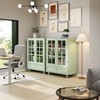 Airsurfer Minimalism Buffet Cabinet with Double Glass Doors and Drawer, Modern Wooden Storage Sideboard Cupboard, 28''x15''x36.22'' - 4 of 4
