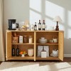 64-Inch Wave Shaped TV Stand with Rattan Doors, Modern Sideboard Buffet Storage Cabinet for Kitchen Bedroom Entryway, Natural 64"W x 15"D x 31.5"H - 3 of 4
