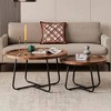 Modern Round Nesting Coffee Table Set (2-Piece), Featuring an Elegant Groove Design, Easy Assembly, Ideal for Living Rooms or Reception Areas - 4 of 4
