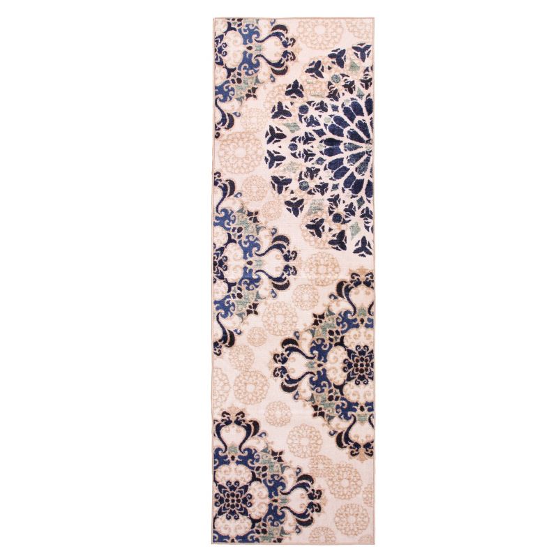 Bohemian Damask Medallion Non-Slip Washable Indoor Runner or Area Rug by Blue Nile Mills, 1 of 6